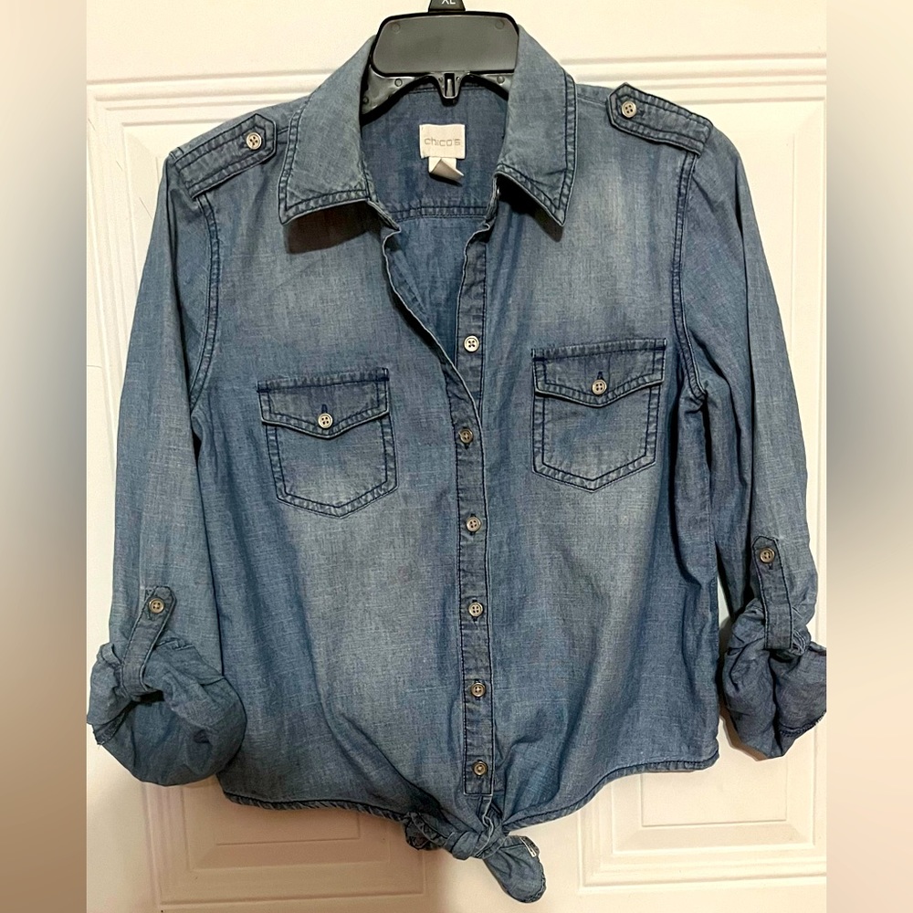 Chicos blue cowgirl shirt size medium 1